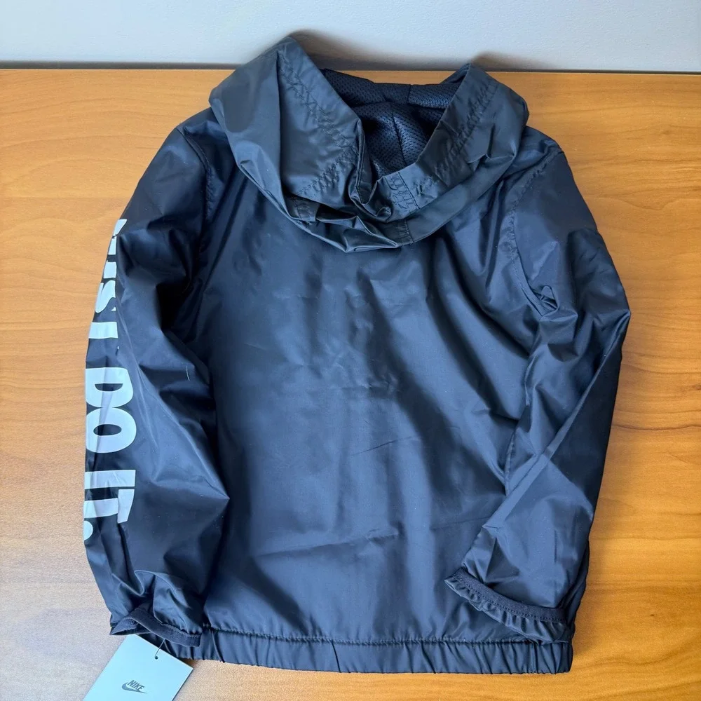 Nike Kids Repel Windbreaker Hooded Jacket Black Just Do It 86J278-023‎ Size 4 XS